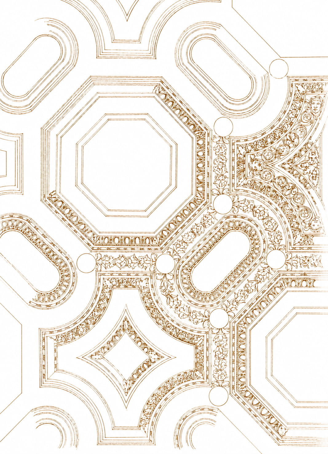 Motif géométrique de plafond à caissons
